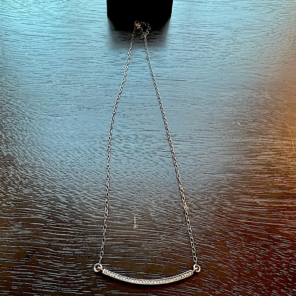 Adorina Fine Silver 0.30 ct. tw. Diamond Curved Bar Necklace
